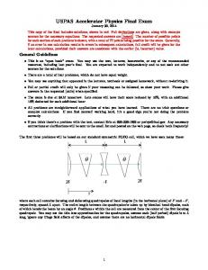 USPAS Accelerator Physics Final Exam