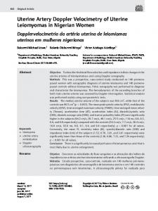 Uterine Artery Doppler Velocimetry of Uterine ... - Thieme Connect