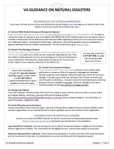 VA GUIDANCE ON NATURAL DISASTERS