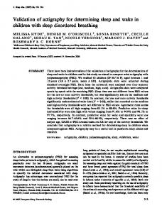 Validation of actigraphy for determining sleep ... - Wiley Online Library