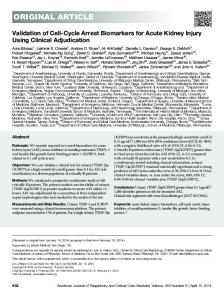 Validation of Cell-Cycle Arrest Biomarkers for Acute ... - ATS Journals