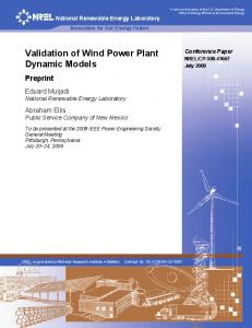 Validation of Wind Power Plant Dynamic Models: Preprint - NREL