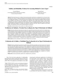 Validity and Reliability Evidence for Assessing Holland's ... - SciELO