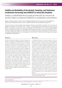 Validity and Reliability of the Alcohol, Smoking ... - Semantic Scholar