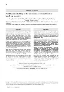 Validity and reliability of the Indonesian version of ... - Semantic Scholar