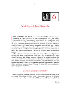 Validity of Test Results