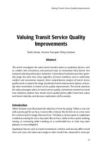 Valuing Transit Service Quality Improvements