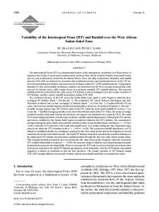 Variability of the Intertropical Front (ITF) and Rainfall ... - AMS Journals