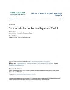 Variable Selection for Poisson Regression Model - Semantic Scholar