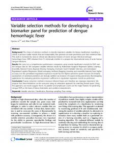 Variable selection methods for developing a biomarker panel for ...