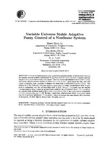 Variable Universe Stable Adaptive Fuzzy Control of a Nonlinear System