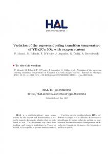 Variation of the superconducting transition temperature of YBa2Cu ...