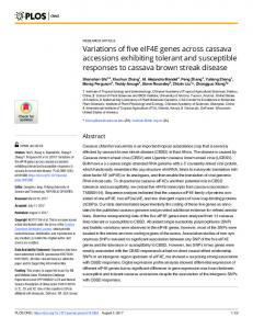 Variations of five eIF4E genes across cassava accessions ... - PLOS