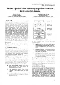 Various Dynamic Load Balancing Algorithms in Cloud ... - CiteSeerX