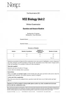 VCE Biology Unit 2 - CRCBiologyY11