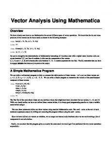 Vector Analysis Using Mathematica