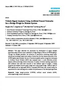 Vehicle Signal Analysis using Artificial Neural Networks - MDPI