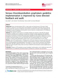 Venous thromboembolism prophylaxis guideline ... - Springer Link