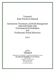 Vermont Best Practices Manual: Assessment ...