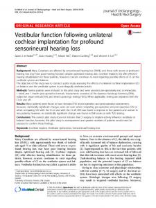 Vestibular function following unilateral cochlear implantation for ...