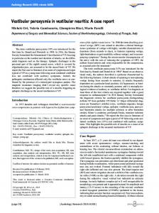 Vestibular paroxysmia in vestibular neuritis: A case