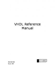 VHDL Reference Manual