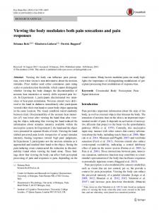 Viewing the body modulates both pain sensations and ... - Springer Link