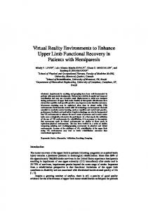 Virtual Reality Environments to Enhance Upper Limb ... - CiteSeerX