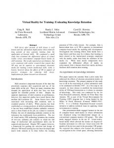 Virtual Reality for Training: Evaluating Knowledge Retention - SDML