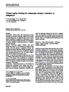 Virtual reality training for endoscopic surgery - BioMedSearch