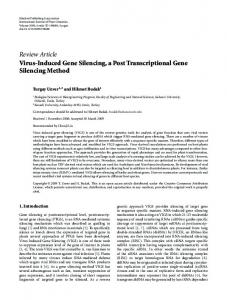 Virus-Induced Gene Silencing, a Post Transcriptional Gene Silencing