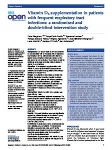 Vitamin D3 supplementation in patients with frequent respiratory tract ...