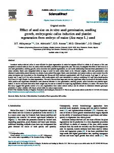 vitro seed germination, seedling growth, embryogenic callus ... - Core