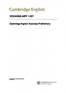 VOCABULARY LIST Business English Certificate (BEC) Preliminary