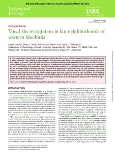 Vocal kin recognition in kin neighborhoods of ... - WordPress.com