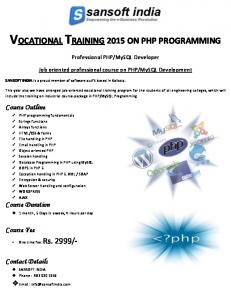 VOCATIONAL TRAINING 2013 ON PHP PROGRAMMING