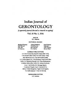 Vol. 30, No. 1, 2016 - Indian Gerontological Association