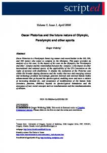 Volume 5, Issue 1, April 2008 Oscar Pistorius and the future ... - IssueLab