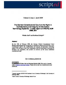Volume 6, Issue 1, April 2009 The German Constitutional ... - SCRIPTed