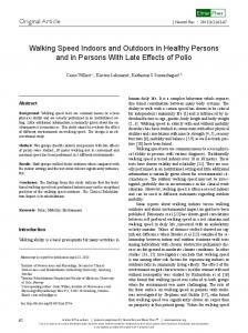 Walking Speed Indoors and Outdoors in Healthy Persons and in ...