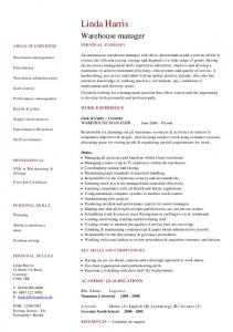 Warehouse manager CV template - Dayjob