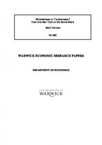 warwick economic research papers - the University of Warwick