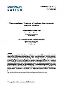 Wastewater reuse: Treatment of membrane concentrates - SWITCH