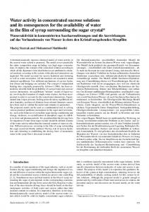 Water activity in concentrated sucrose solutions and