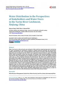 Water Distribution in the Perspectives of Stakeholders and Water ...