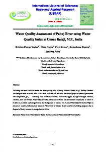 Water Quality Assessment of Pahuj River using Water ...