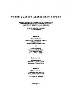 WATER QUALITY ASSESSMENT REPORT