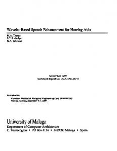 Wavelet-Based Speech Enhancement for Hearing Aids