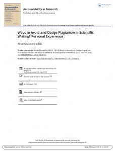 Ways to Avoid and Dodge Plagiarism in Scientific ...