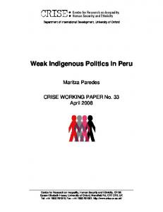 Weak Indigenous Politics in Peru